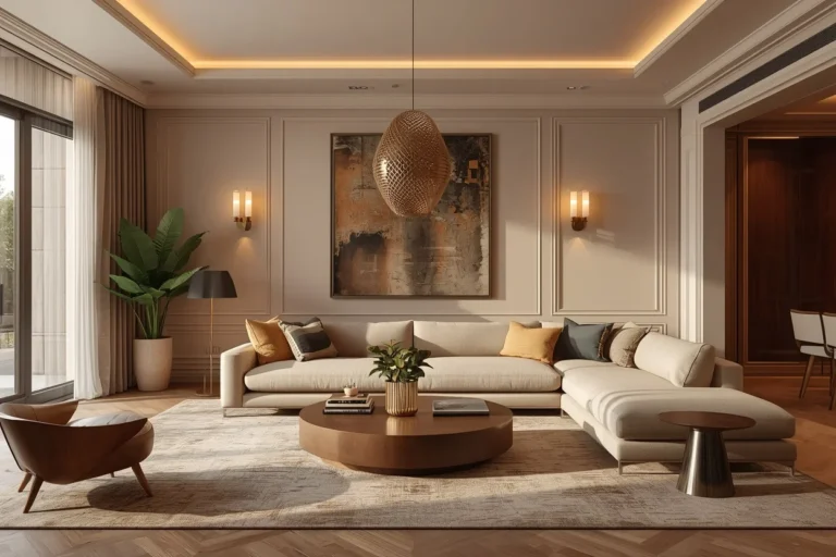 Modern luxury living room with layered lighting ideas