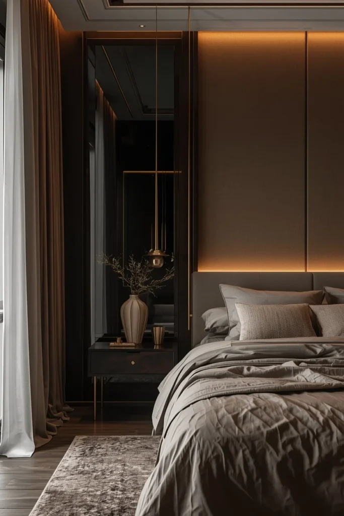 Smoked glass and brass create glamorous ceiling accents