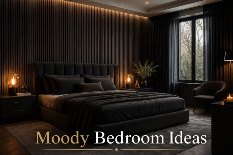 Modern moody bedroom with luxurious fluted feature wall design
