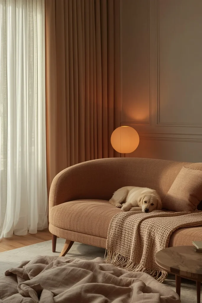 Soft taupe sofa with pet-friendly durable fabric