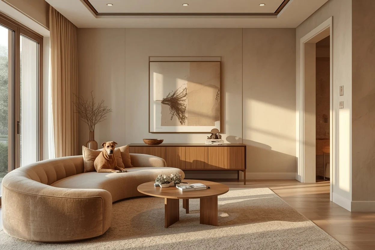 Soft taupe sofa with pet-friendly durable fabric