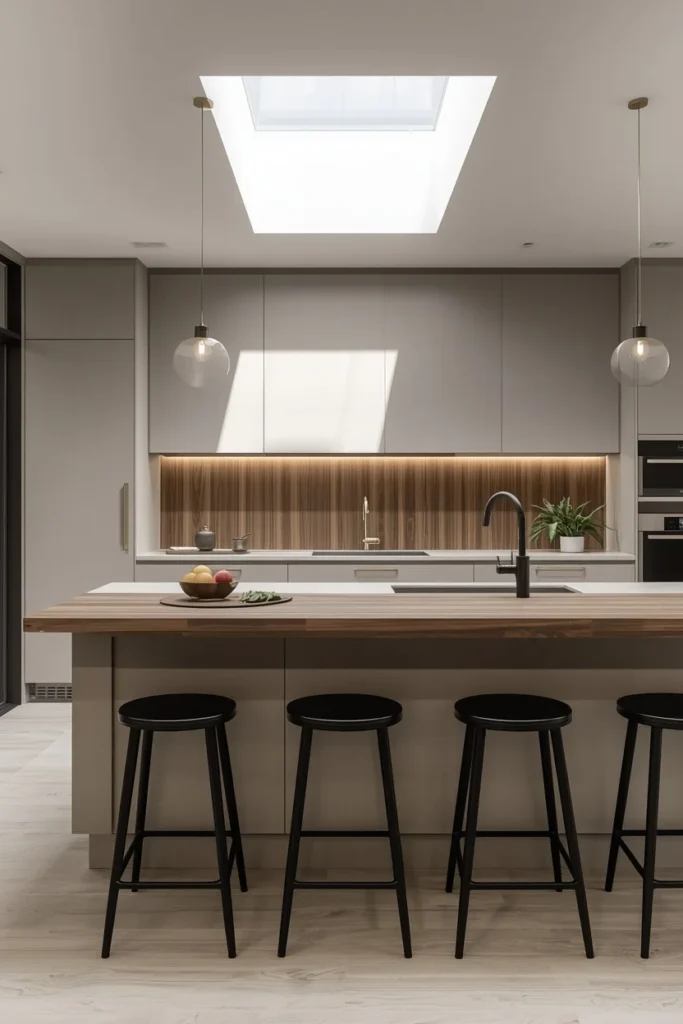 Two-tier kitchen island with comfortable dining ledge seating