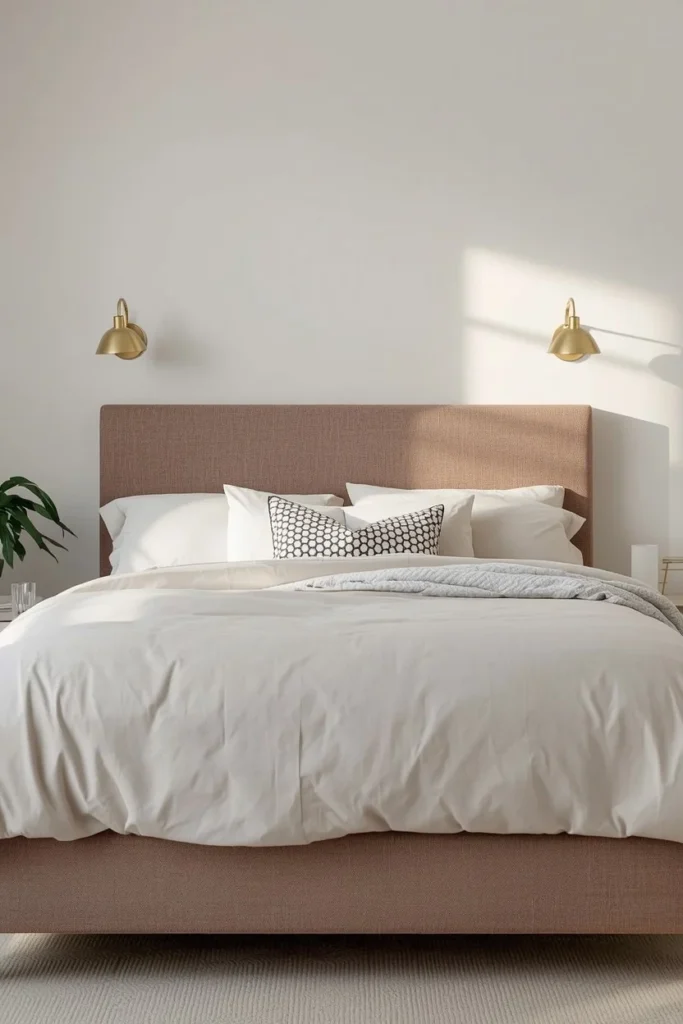 Upholstered bed frame in stylish teen boy bedroom