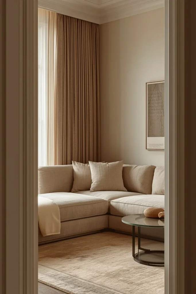 Small living room with angled furniture layout
