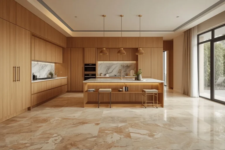 Elegant modern kitchen with refined floor tile design