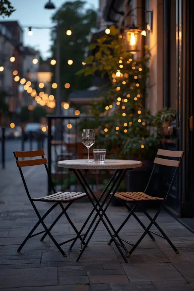 Foldable café table for compact outdoor patio