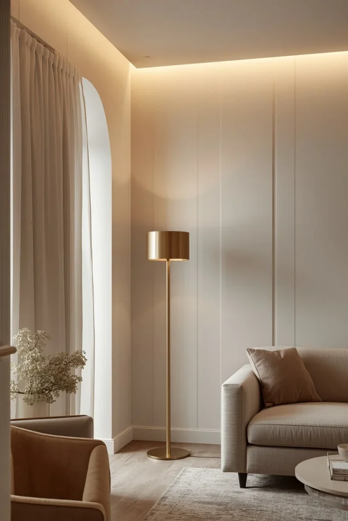 Torchiere floor lamp creating soft upward lighting