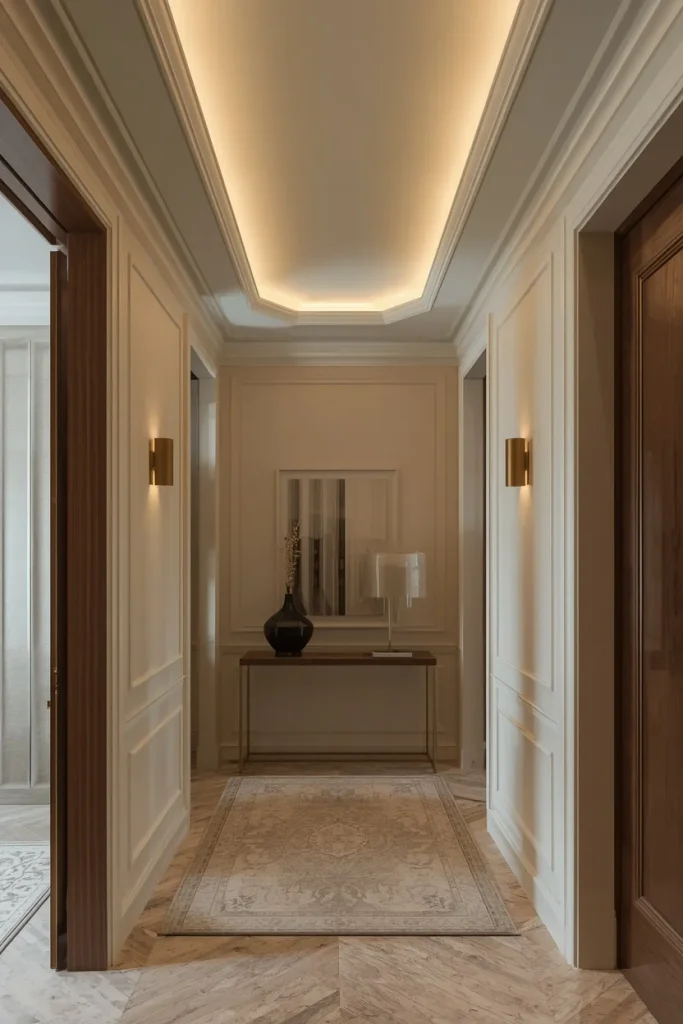 Two-tone ceiling with hidden LED strip detailing